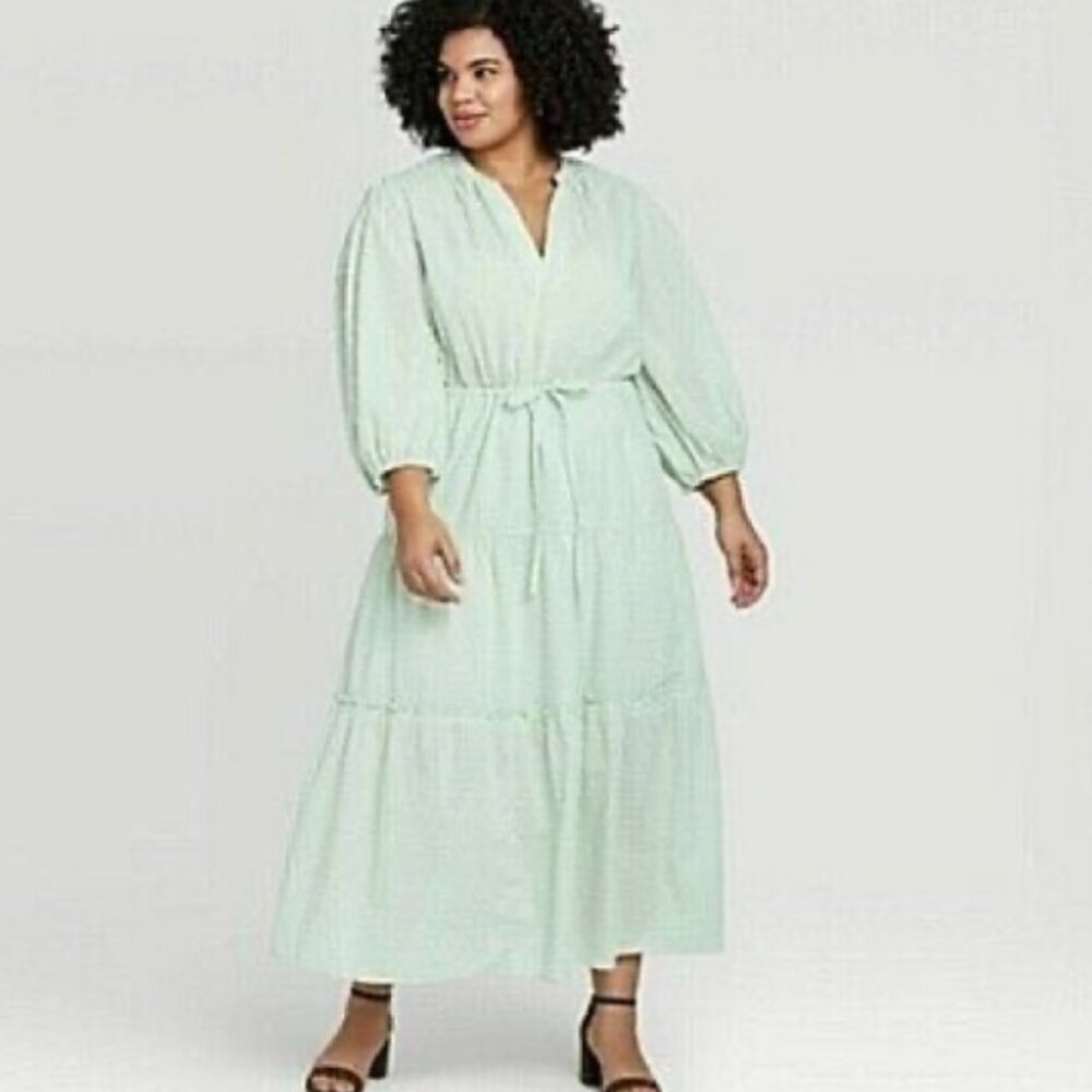 SOLD A New Day Mint Green Clip Dot Midi Dress EUC XXL - Picture 1 of 2